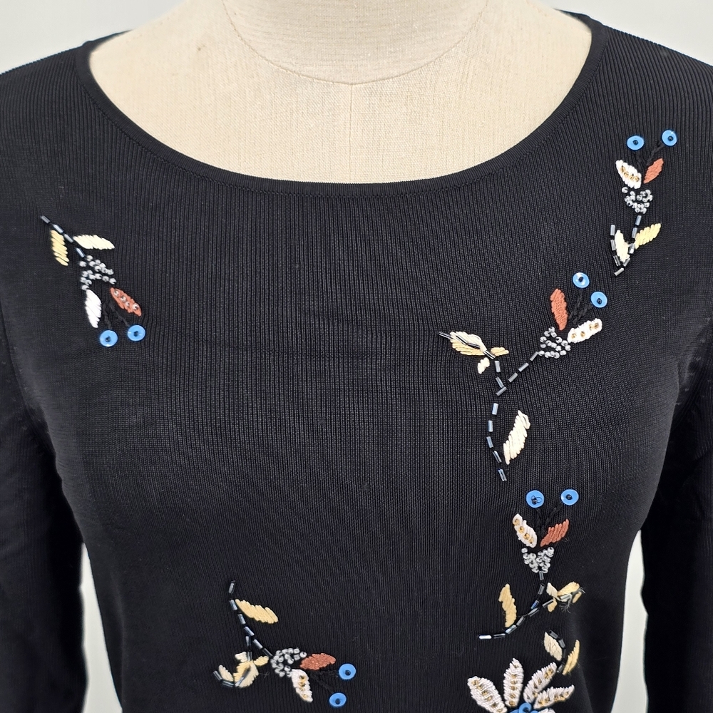 Share Vintage Lucia Burns Beaded Embroidered Stretch Top Women's Small T themadc